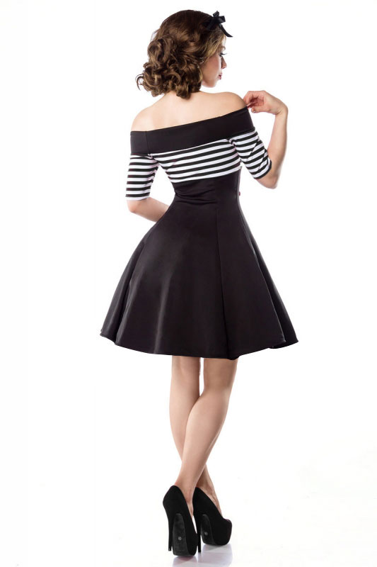 SZ60087-1Womens Classy Stripes A line Short Sleeve Cocktail Retro Vintage Dress